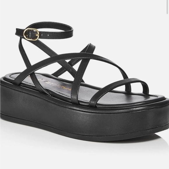 STUART WEITZMAN SUMMERLIFT FLATFORM SANDALS BLACK 38.5 8 - Picture 1 of 7